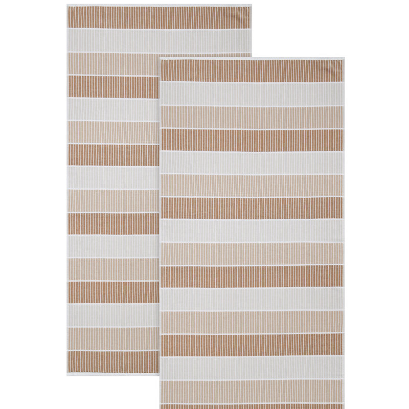 Calvin Klein 2 Piece Beach Towel Set, Blocked Beige