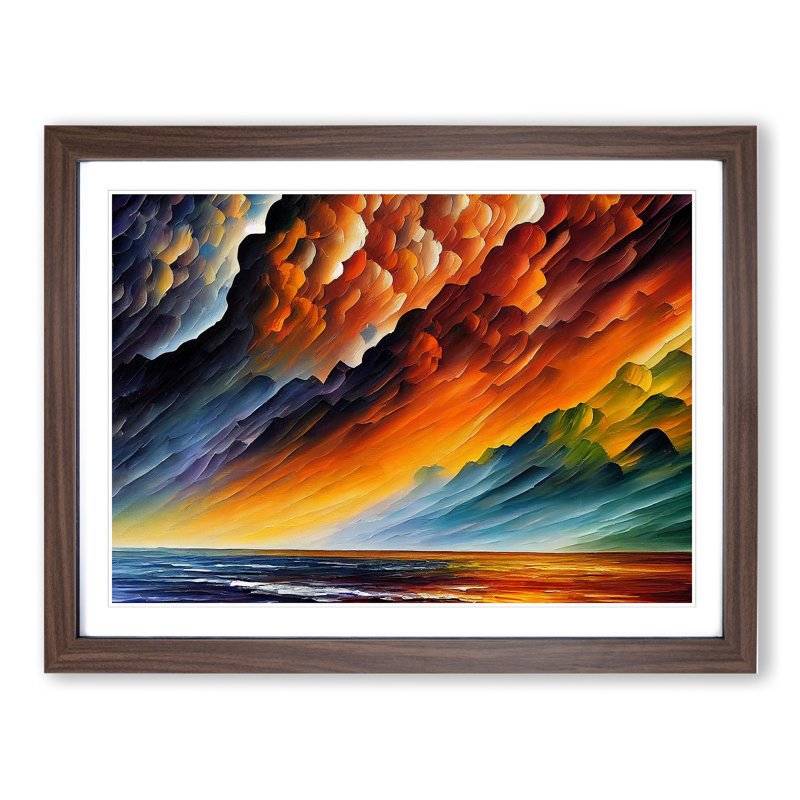 Contoured Thunderstorm - Framed Print, 25cm H x 34cm W x 2cm D, Walnut