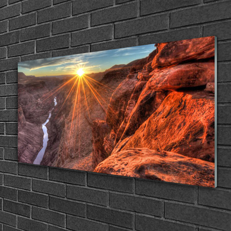 Landscape Sun Desert - No Frame Print on Glass
