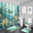 Ocean Sea Turtle Starfish Shower Curtain Sets 4-Piece Non-Slip Bathroom Accessory