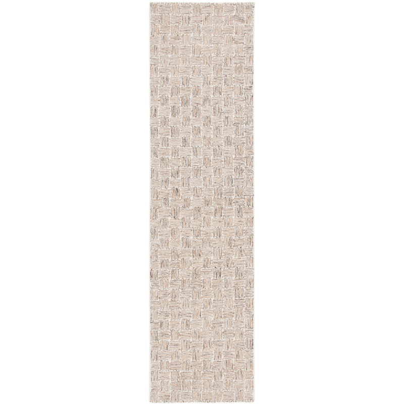 Tapis à micro-boucles Navi en taupe / ivoire, Tapis de couloir 2 pi 3 po x 9 pi
