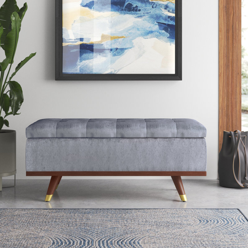 Banc de rangement à couvercle rabattable Nannie, Gris ardoise