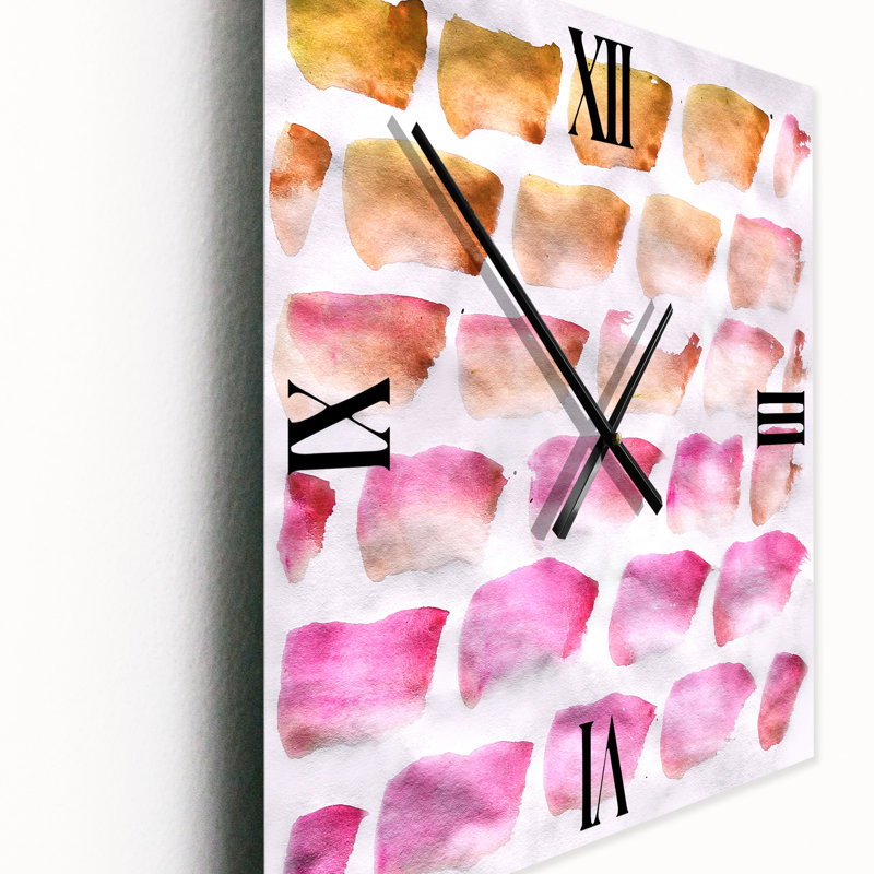 Horloge murale moderne rose et jaune foncé, Très grand