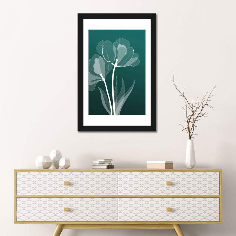 «X-Ray Flowers III», impression sur toile, H 24 po x l 16 po x P 1 po, Papier beaux-arts encadré noir