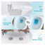 Toilettes monobloc allongées blanches avec abattant à fermeture amortie, chasse d'eau haute efficacité de 4,8 L/min, hauteur conforme aux normes ADA, siphon caréné.