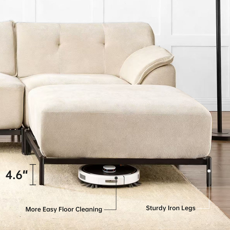 Modern Chenille Upholstered Modular Sofa Bed, Beige