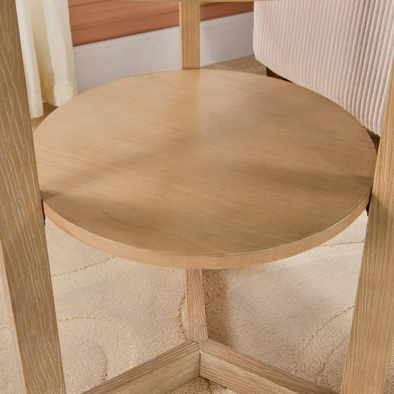 Freyha Pedestal End Table with Storage, 24" H x 19.3" W x 19.3" D, Oak