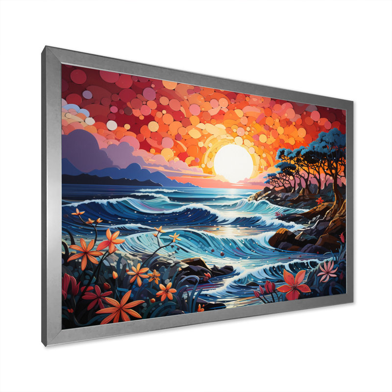 Beach Tropical Vibes XXI - Imprimé, H 34 po x l 44 po x P 1,5 po, Cadre simple argenté