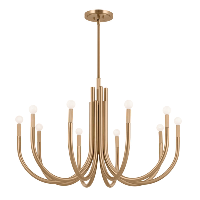Odensa 10 - Light Steel Dimmable Classic / Tradional Chandelier, Champagne Bronze