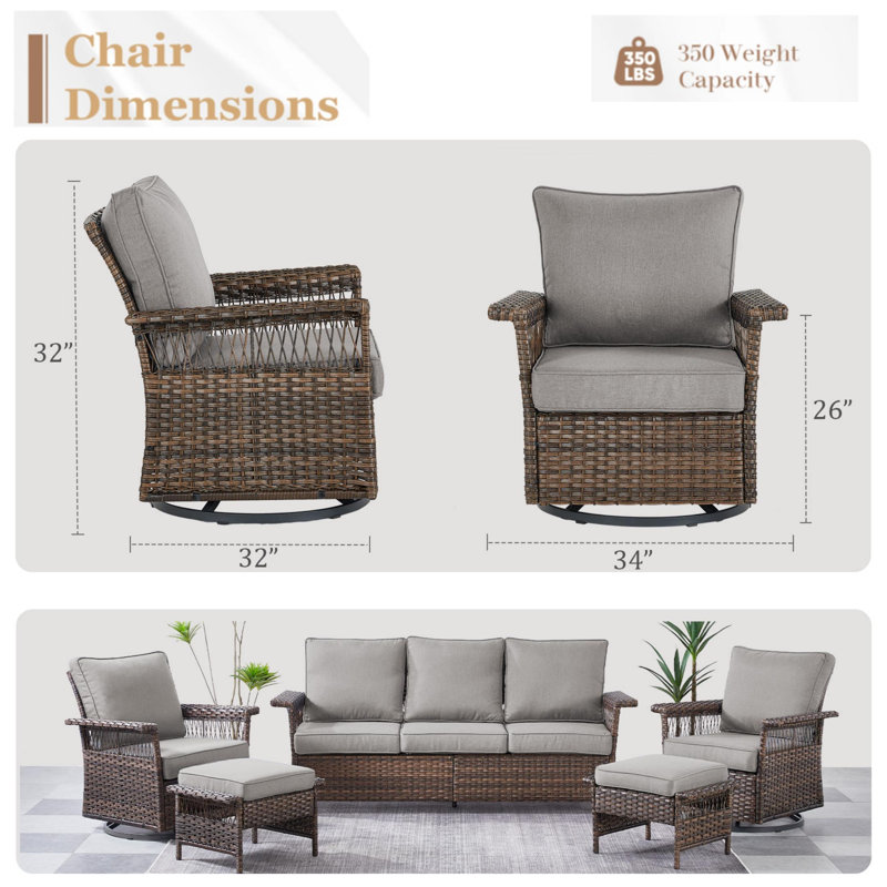 Chaise berçante pivotante avec coussins Blathnaid, Gris