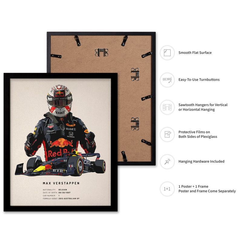 Max Verstappen, Black Framed, Poster, 08"H x 10"W
