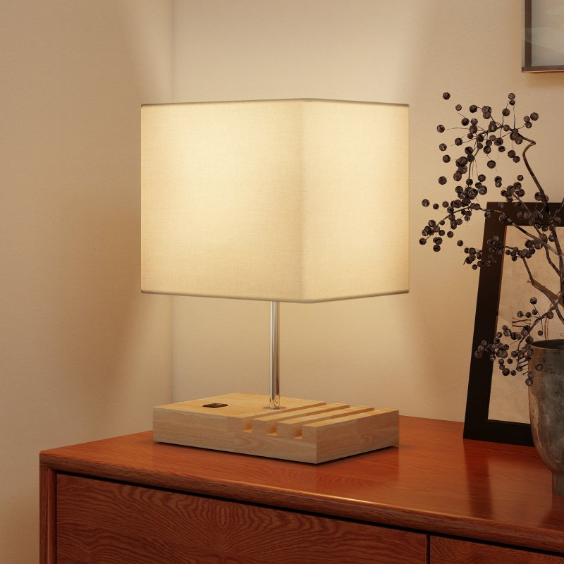 Solid Wood Table Lamp, White