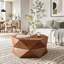 Table basse 36,61 po style rétro Polygon, table basse cylindrique en placage de bois massif-793720850
