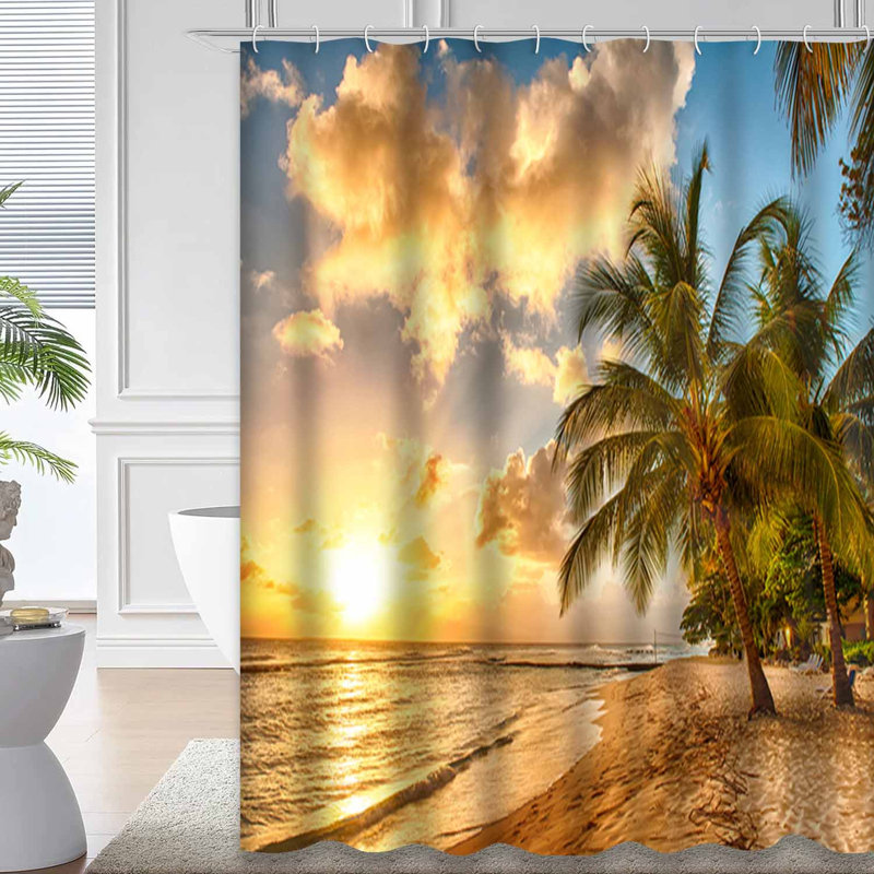 Rideau de douche Beautiful Beach, L 72 po x l 78 po
