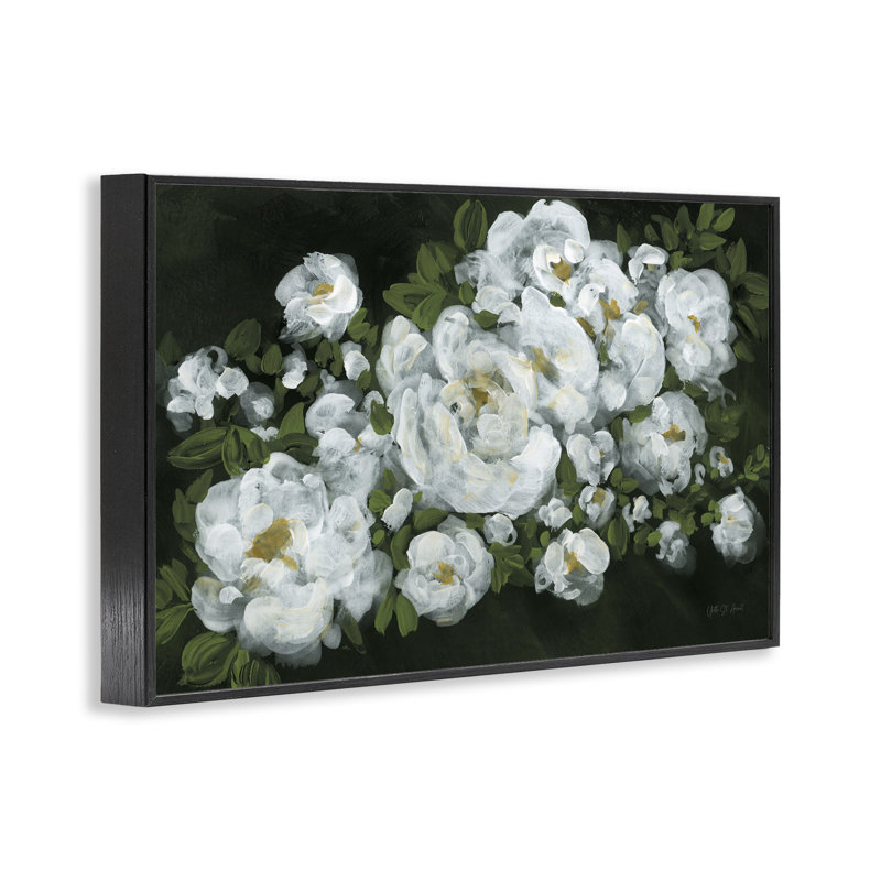 Midnight Blooming Roses, yvette St. Amant bg-026, H 20 po x l 30 po, Giclée encadrée noir minuit