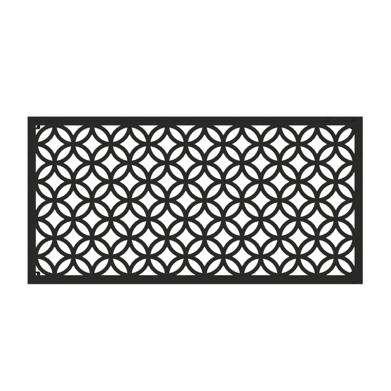 Geometric Circles Garden Screen 120 X 60cm, Black