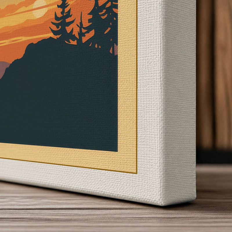 Pegasus at Sunset Art Deco 1 Piece Wrapped Canvas Wall Art, 30x20 - 76.2 x 50.8 cm, Cream Border