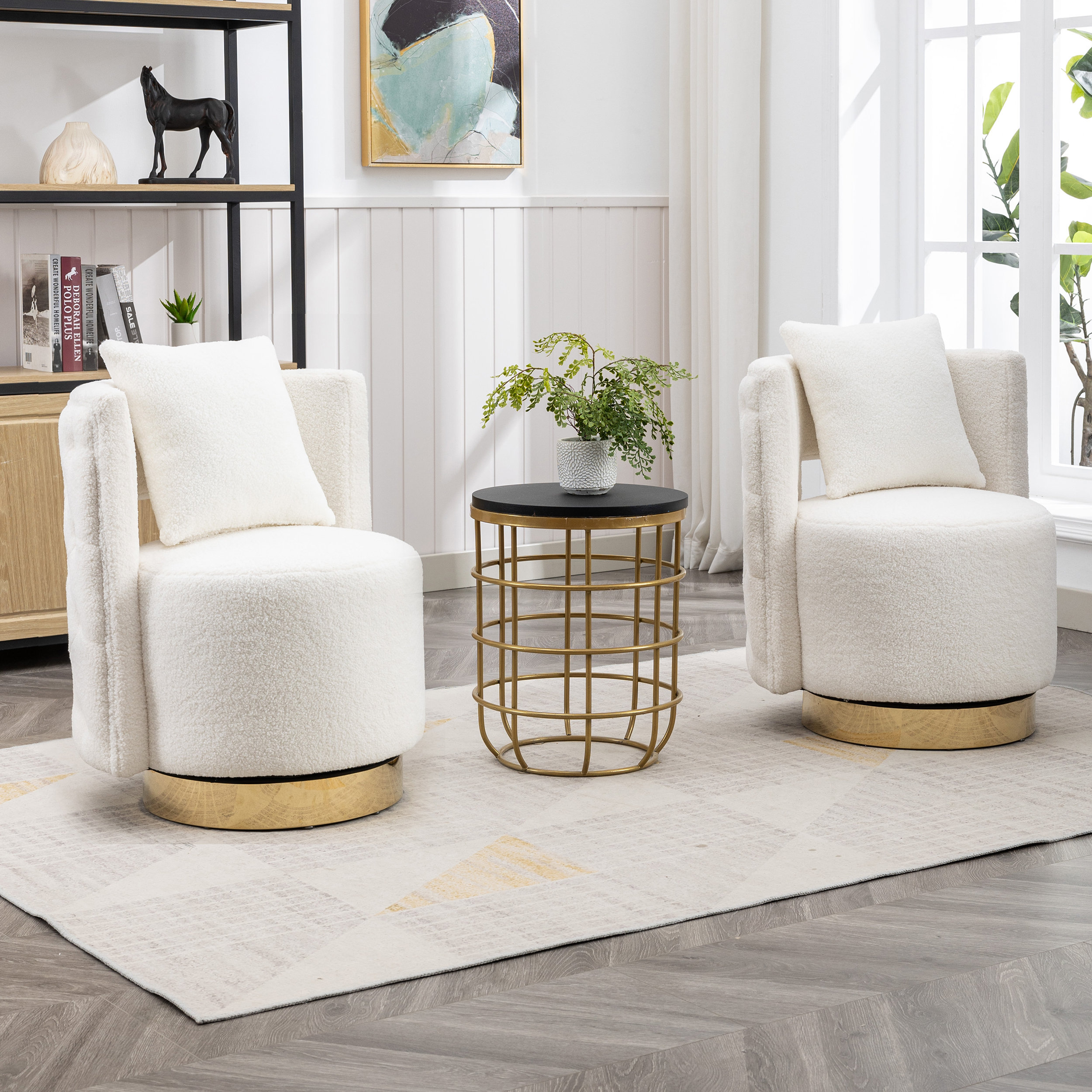 Everly Quinn Alphard Upholstered Swivel Barrel Chair & Reviews | Wayfair