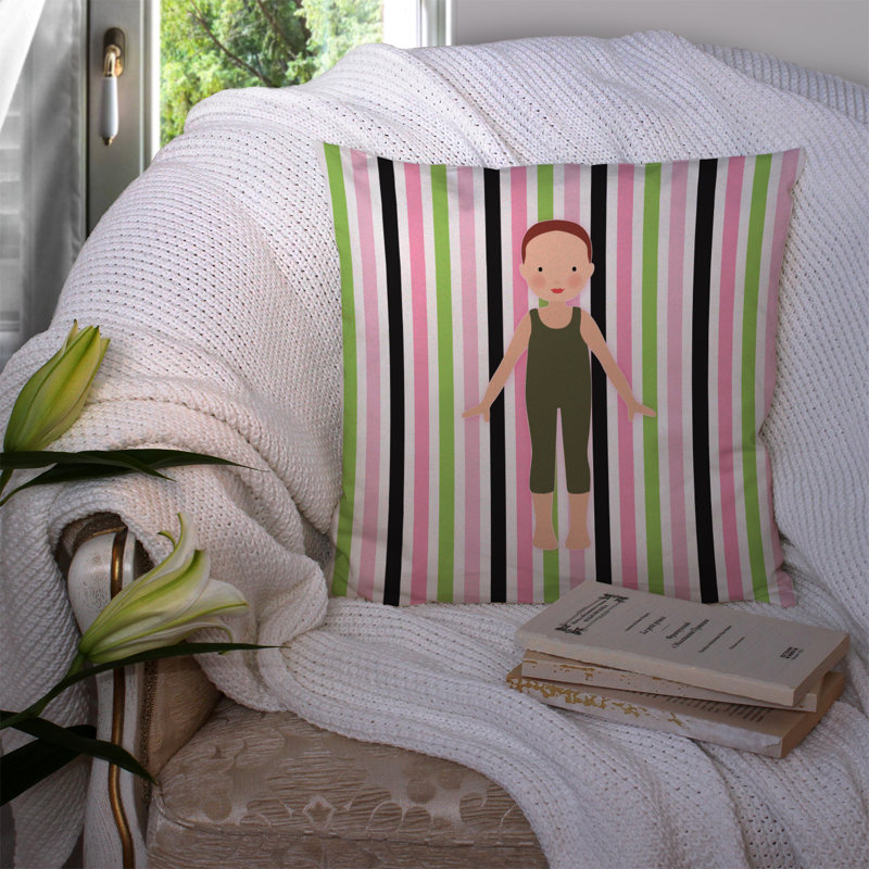 Coussin décoratif intérieur/extérieur à mains flexed bikatards dancer, Rose / Vert, 14 po x 14 po