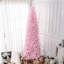 Sapin de Noël rose 8 pi mince, 1168 pointes, base robuste, assemblage pratique