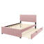 Lit plateforme double en velours avec lit gigogne-1161589085