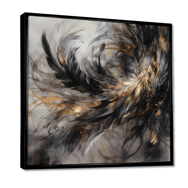 Patrickson, or et noir «Expressions of Freedom I» sur toile, 44" H x 44" W, Cadre flottant noir