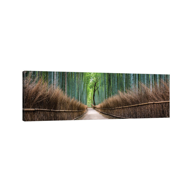 Panoramic View of the Arashiyama Bamboo Forest, Kyoto, Japan 1 Piece Wrapped Canvas Panoramic Wall Art