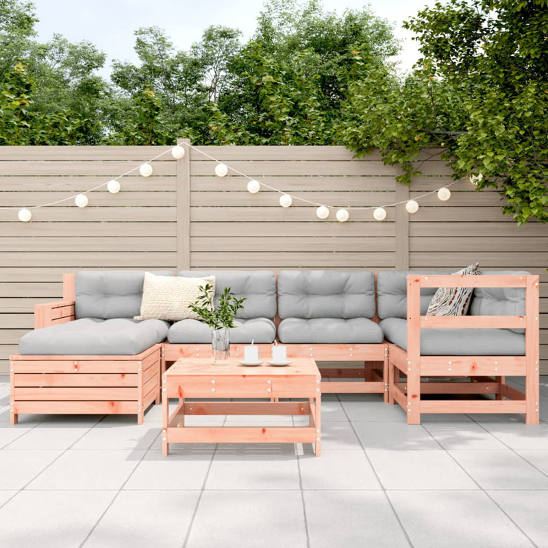 7 Piece Garden Sofa Set Solid Wood Douglas Fir