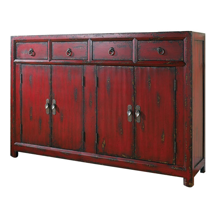 58'' Red Asian Cabinet