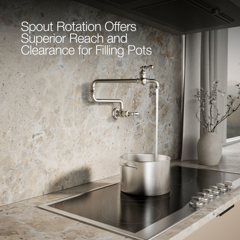 Artifacts® Single-Hole Wall-Mount Pot Filler, Vibrant Stainless