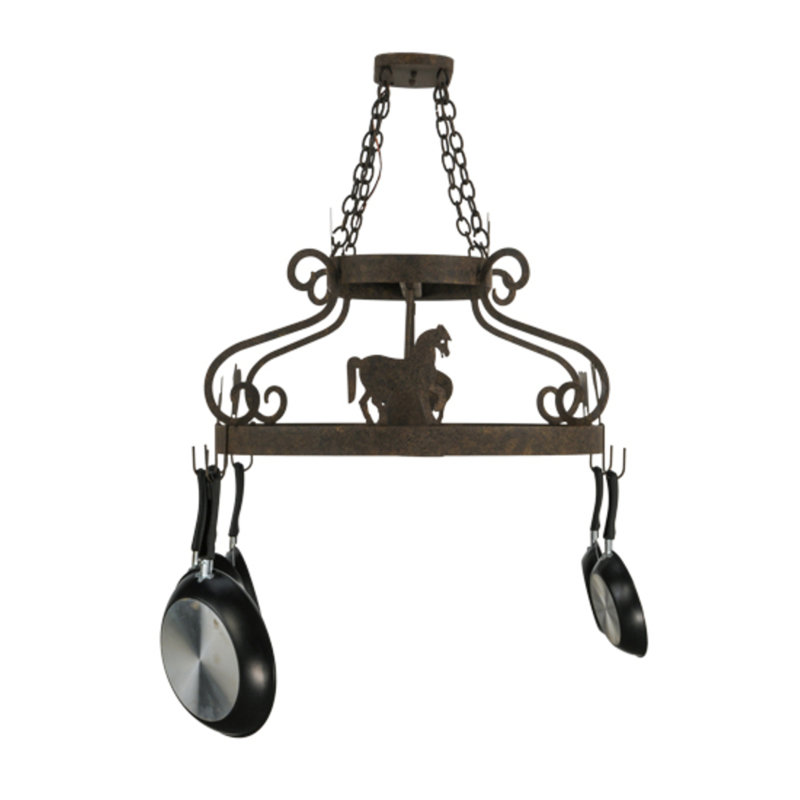 Barn Animals Steel Handcrafted Oval Chandelier Pot Rack