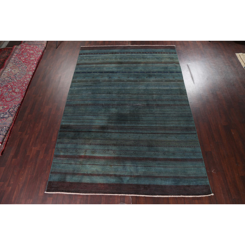 Tapis oriental unique Gabbeh Kashkoli noué à la main 8 pi 9 po x 13 pi