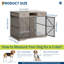 Meuble-cage en bois brun et noir de 44 po avec tiroirs, compartiment de rangement ouvert et portes doubles verrouillables, chenil de table de bout robuste pour petits et grands chiens