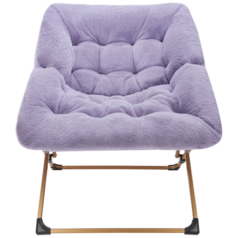 Reace Folding Papasan Accent Chair, Purple/Gold