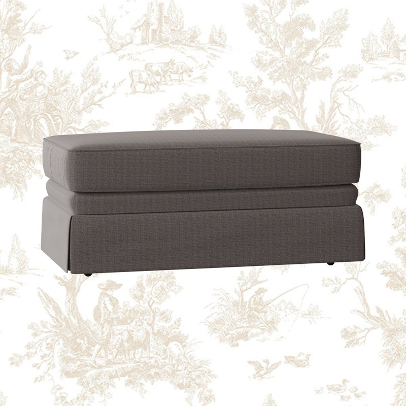 Atterbury Upholstered Ottoman, Zuma Charcoal Textured Linen