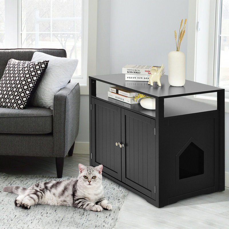 Bac à litière pour chat en bois avec couvercle de rangement pour animaux de compagnie Murphy Pet ™ d'AucielloTucker Murphy