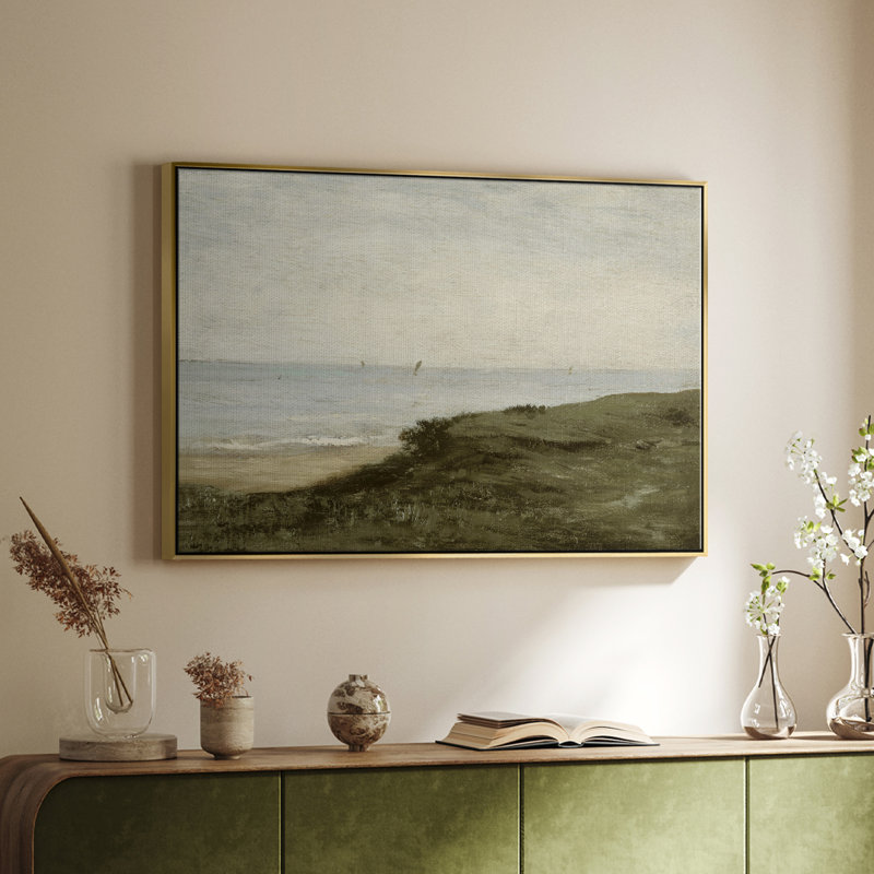 Paysage rétro - DCLV III, toile tendue avec châssis encadré, Or, H 17 po x l 25 po