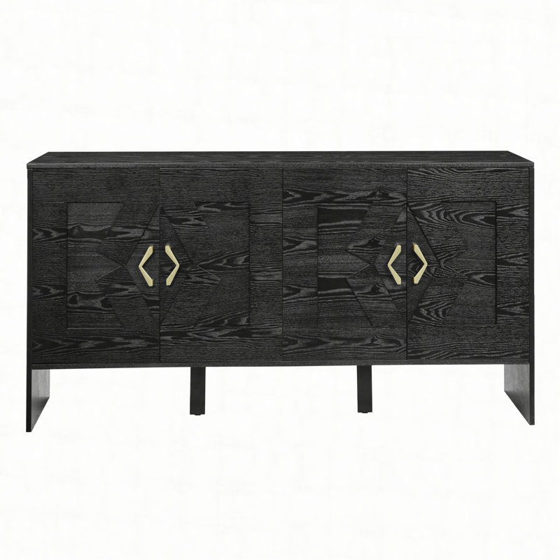 Buffet 60 po Mid Century Modern, Noir