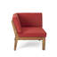 Table en bois rouge - travail à lattes fines, matériau de coussin d'eau, structure de café modulaire multicolore, sièges, coussins,