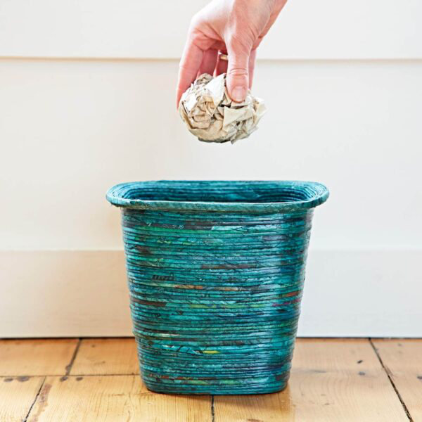 Paper High Decorative Basket, Teal