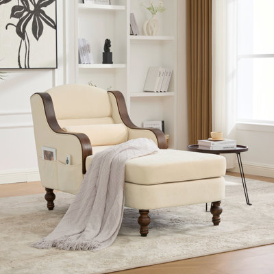 Oversized Chaise Lounge Indoor,Fabric Single Sofa Bed With Wide Seat,Upholstered Lazy Sleeper Armchair,Reading Couch Set