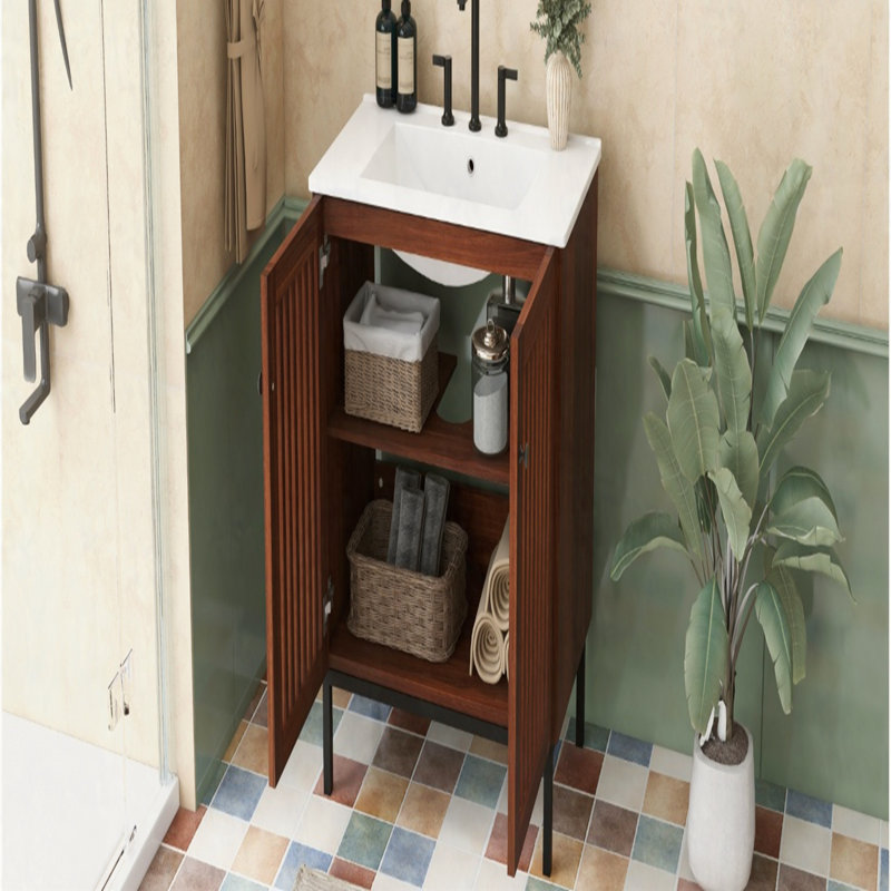 Meuble-lavabo moderne brun foncé de 30 po