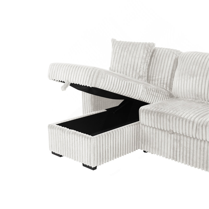 Canapé modulaire moelleux avec canapé-lit en tissu de velours, Crème, crème