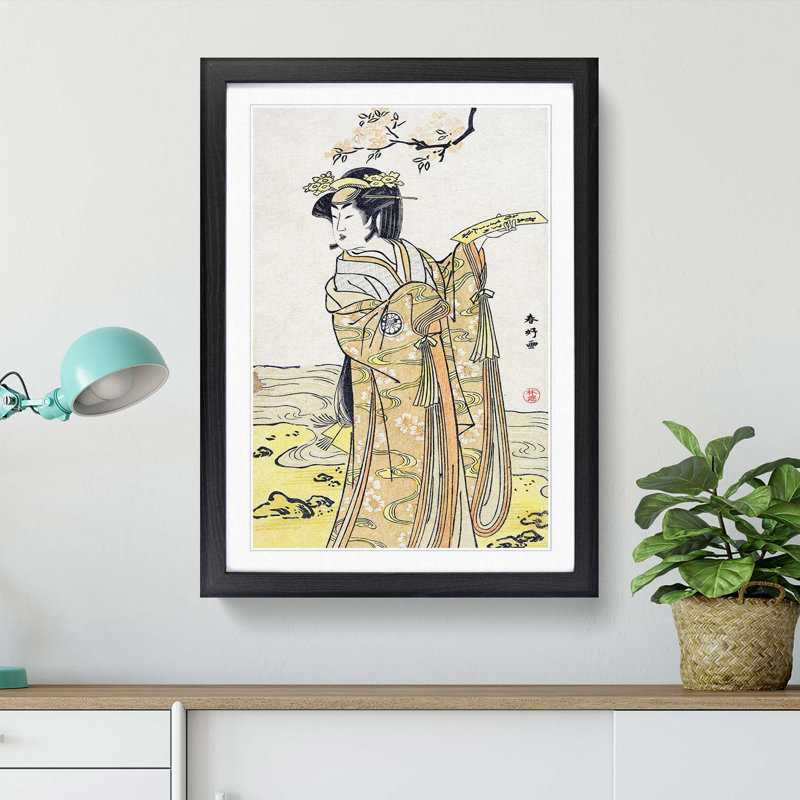 The Third Segawa Kikunojo by Katsukawa Shunko - Picture Frame Painting Print, Black Framed, 65cm H x 48cm W x 2cm D