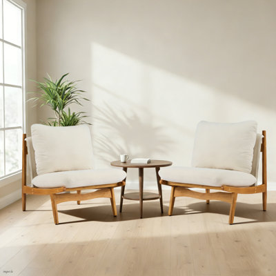 Ensemble de 2 chaises d'appoint modernes, chaises longues sans accoudoirs avec coussins amovibles, chaises de lecture rembourrées pour le salon, la chambre à coucher et la véranda