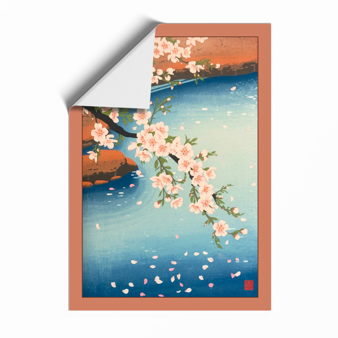 Cherry Blossom Shores Coastal - Framed Print