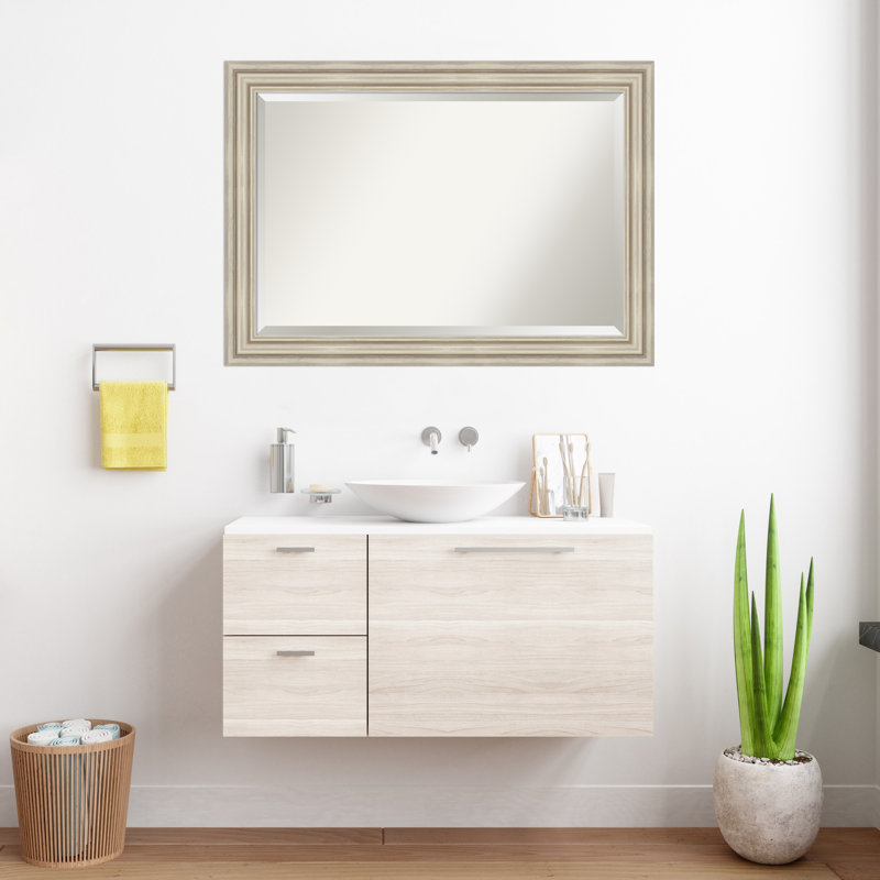 Miroir mural de salle de bain Sierra, 29,5 po x 23,5 po, Argent argent