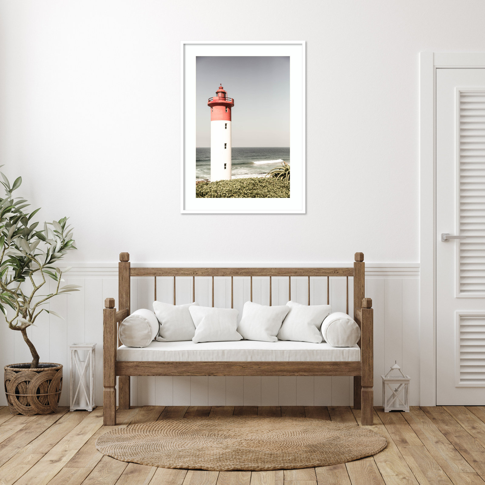 Daisey "Oyster Box Lighthouse" Print, 41" H x 30" W, White