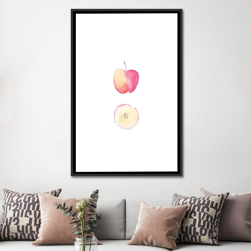 « apple slice » par melissa selmin, reproduction d’impression sur toile tendue, H 26 po x l 18 po x P 1,5 po, Pas de tapis