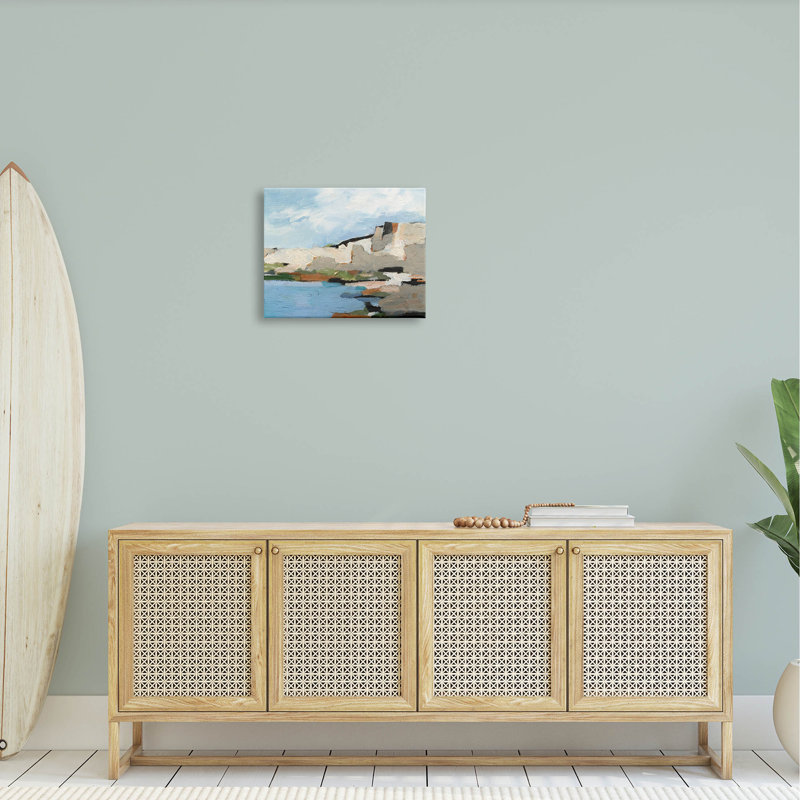 «Seaside Cliff», art abstrait numérique par estampe par Ethan Harper, H 16 po x l 20 po x P 1,5 po, Toile tendue